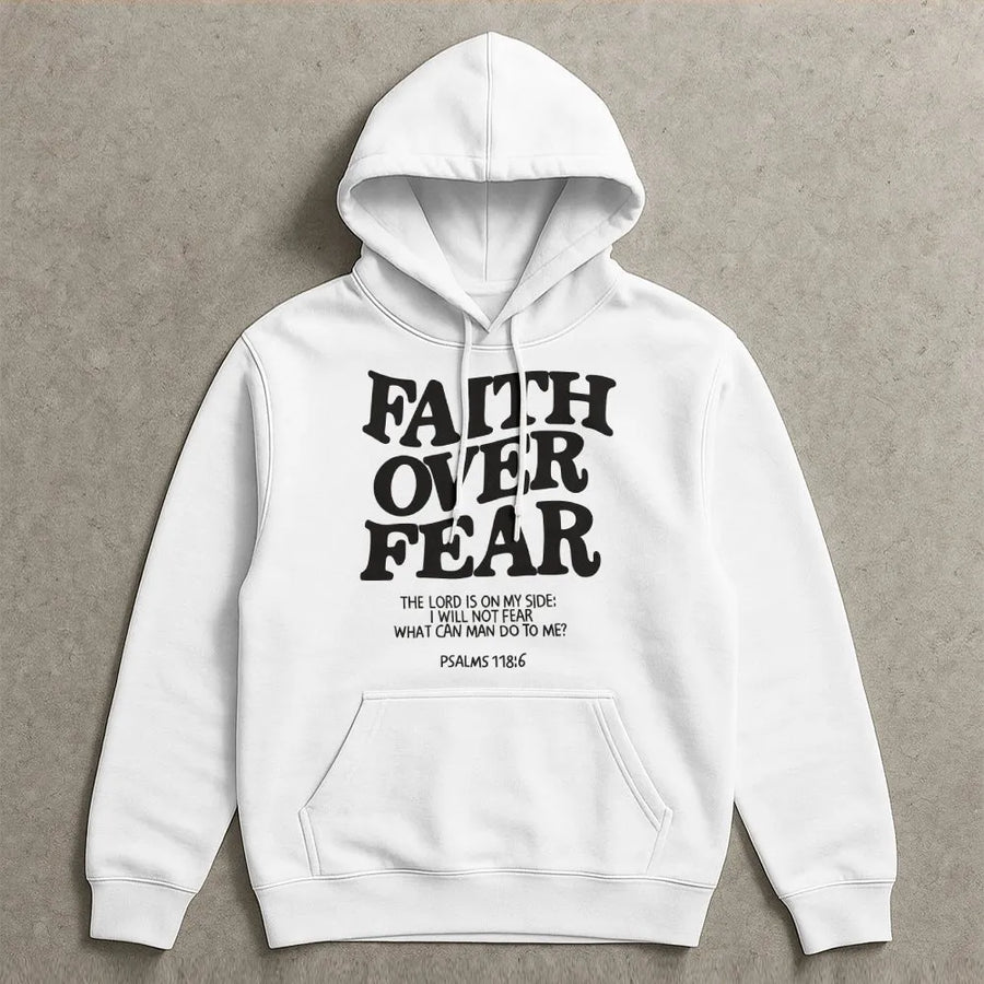 Faith Over Fear Hoodie | Bible Verse Psalms 118:6 Scripture Graphic | Premium Cotton Blend | Inspirational Christian Gift for Men and Women
