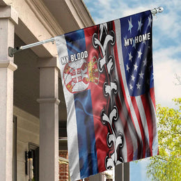 Serbian American Garden Flag | My Blood My Home Dual Flag Design | Weather-Resistant Polyester | Patriotic Gift for Serbian Immigrants