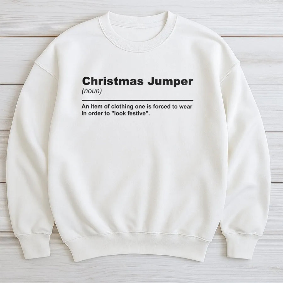 Christmas Jumper Definition Sweatshirt | Funny Sarcastic Holiday Quote | Premium Cotton Blend Crewneck | Unisex Ugly Christmas Sweater Gift