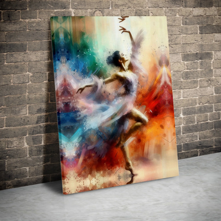 Abstract Ballerina Canvas Print | Colorful Modern Dancer Wall Art | 1.25" Gallery Wrap | Premium Gift for Dance Lovers & Home Decor