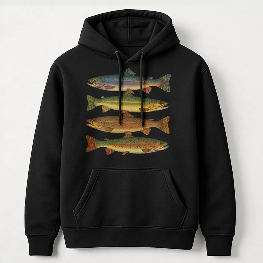 Trout Fishing Hoodie | Vintage Fish Illustration | Premium Cotton Blend | Gift for Angler & Outdoorsman