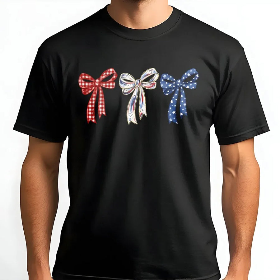 Patriotic Coquette Bow T-Shirt | America 250 Years Graphic | Soft Cotton Blend | 4th of July Gift for Women