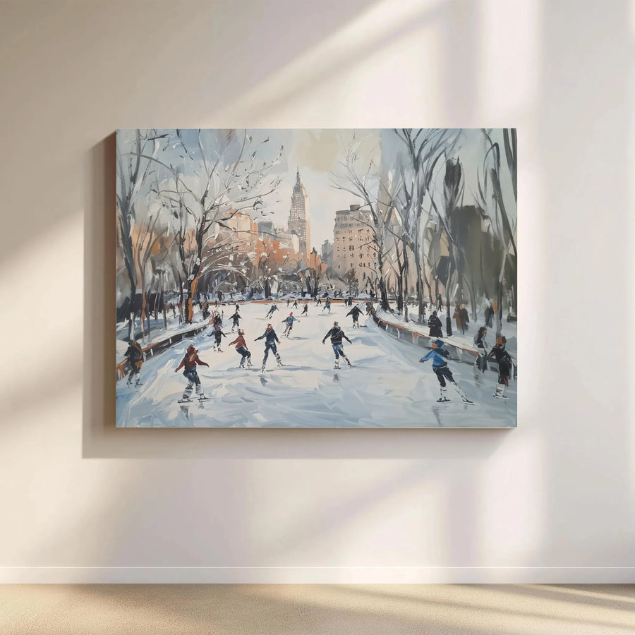 Winter in Central Park Canvas Print | Impressionist NYC Ice Skating Scene | Premium Gallery Wrapped Wall Art | New York City Lover Gift & Home Decor