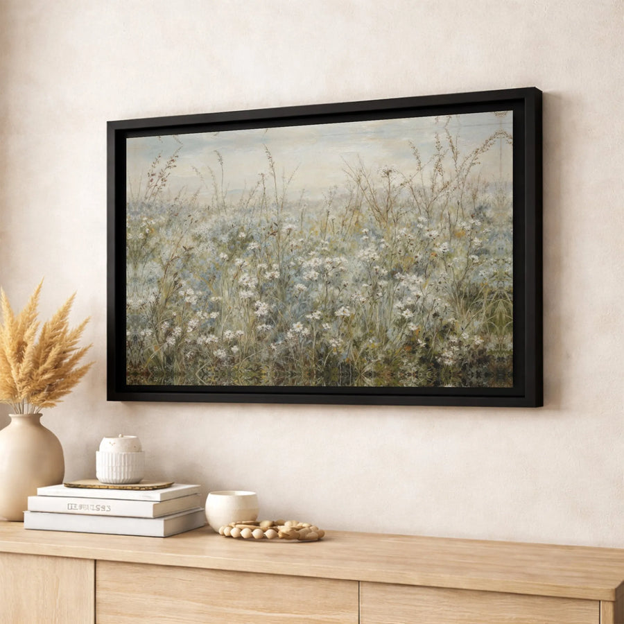 Wildflower Field Canvas Wall Art | Impressionist Meadow Landscape | Premium Gallery Wrapped Decor | Nature-Inspired Home Gift for Living Room