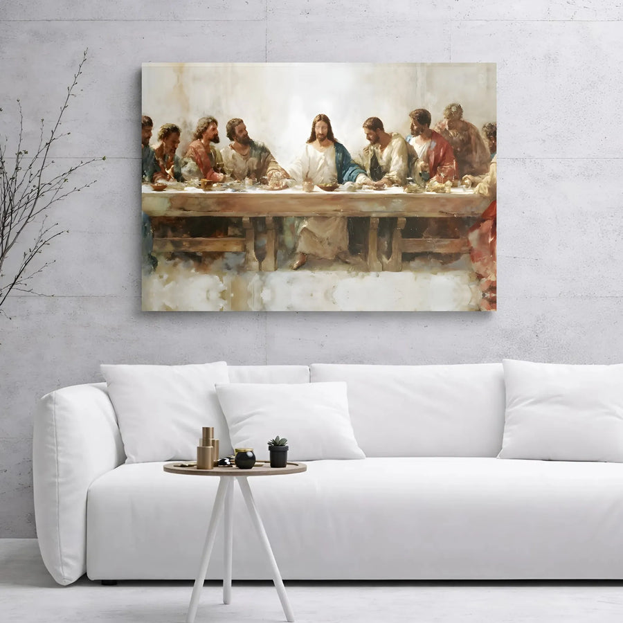 The Last Supper Canvas Wall Art | Painterly Impressionist Style | 1.25 Inch Gallery Wrap Premium Decor | Christian Religious Home Gift