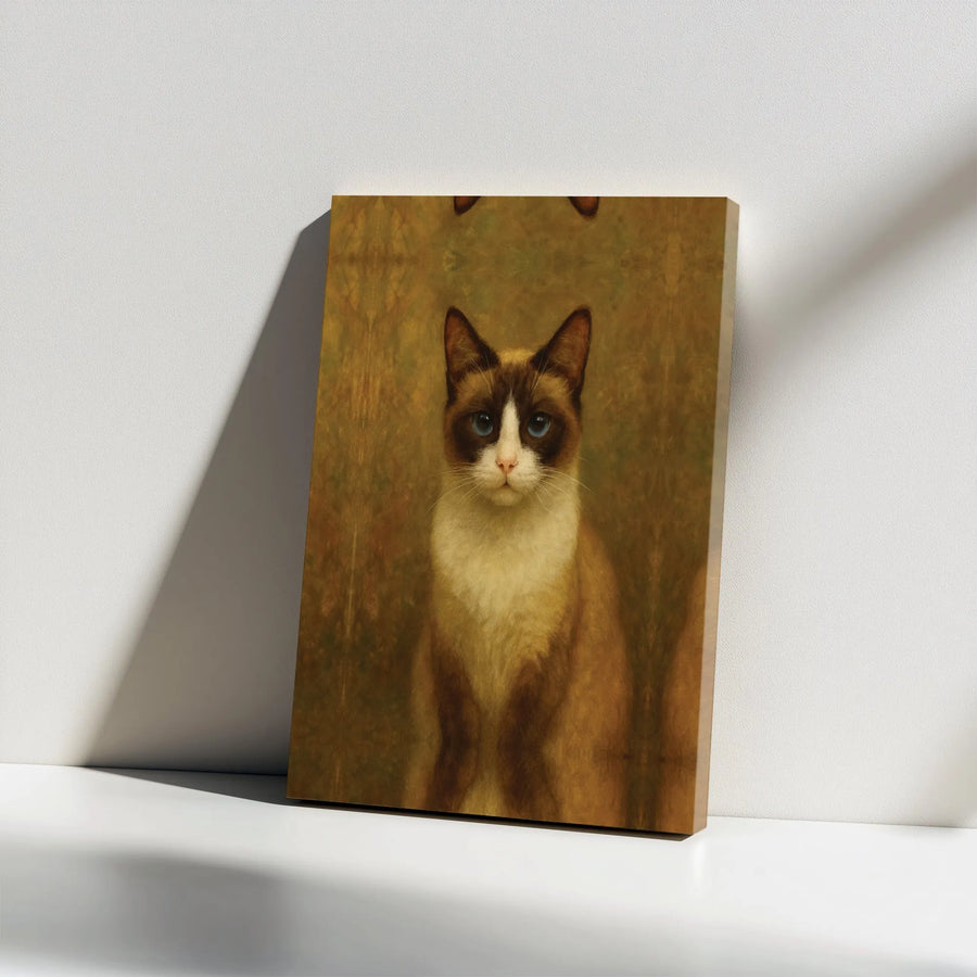 Siamese Cat Portrait Canvas Wall Art | Vintage Oil Painting Style with Blue Eyes | Premium Gallery Wrapped Canvas | Collector's Gift for Cat Lover