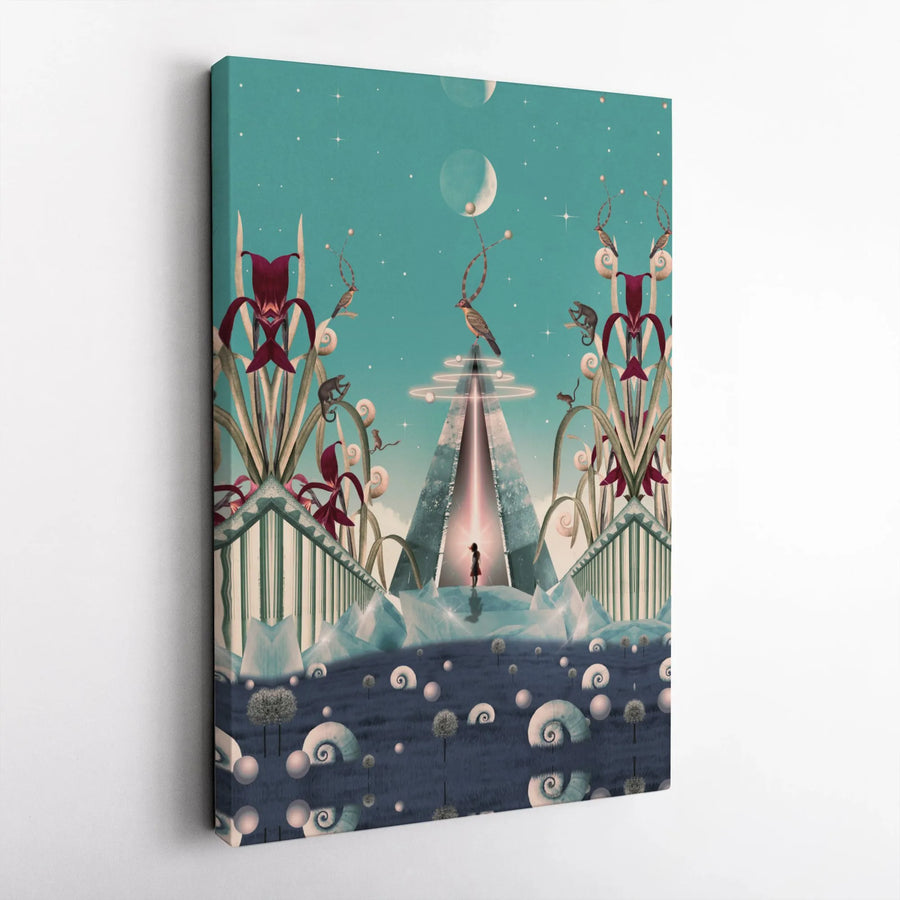Surreal Fantasy Canvas Wall Art | Glowing Pyramid Celestial Decor | Premium Gallery Wrap Print | Dreamy Mystical Gift for Art Lovers