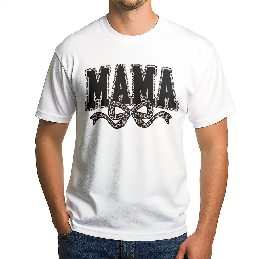 Leopard Mama T-Shirt | Chic Bow Graphic Print | Premium Soft Cotton Blend | Mother's Day 2026 Gift For New Moms And Wife