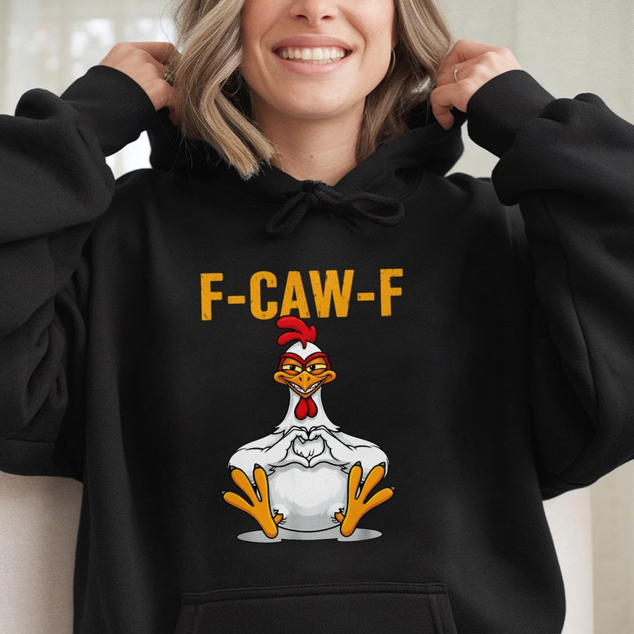 Funny Chicken Hoodie | F-CAW-F Sarcastic Heart Meme Design | Premium Cotton-Blend Sweatshirt | Quirky Gift for Chicken Lovers & Farmers