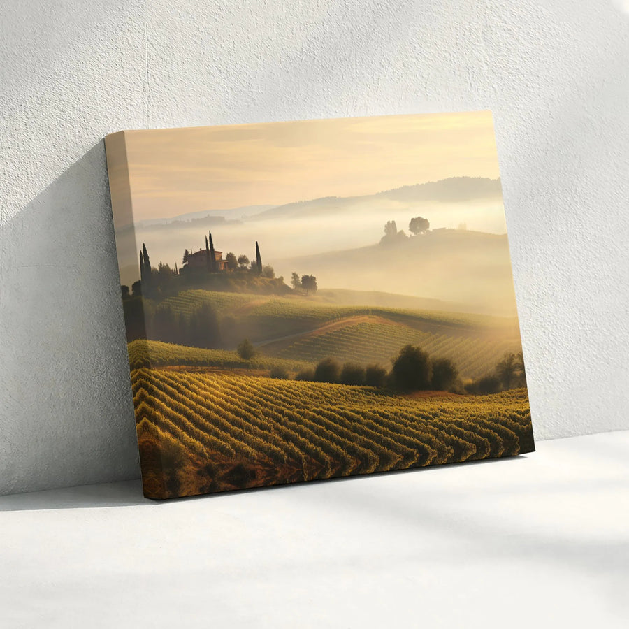 Tuscan Vineyard Canvas Wall Art | Scenic Italy Landscape Photography | Premium Fade-Resistant Print | Modern Farmhouse Home Decor Gift