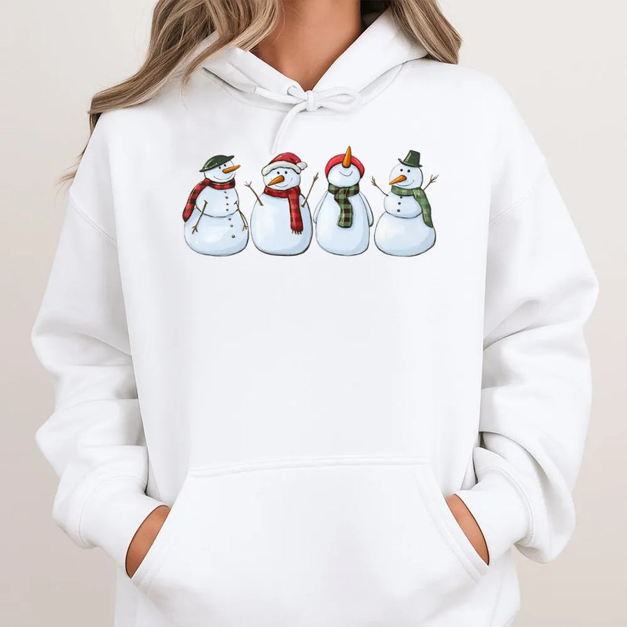 Cute Snowman Hoodie | Festive Christmas Winter Graphic Sweatshirt | Premium Cotton Blend | Holiday Gift for Women and Men