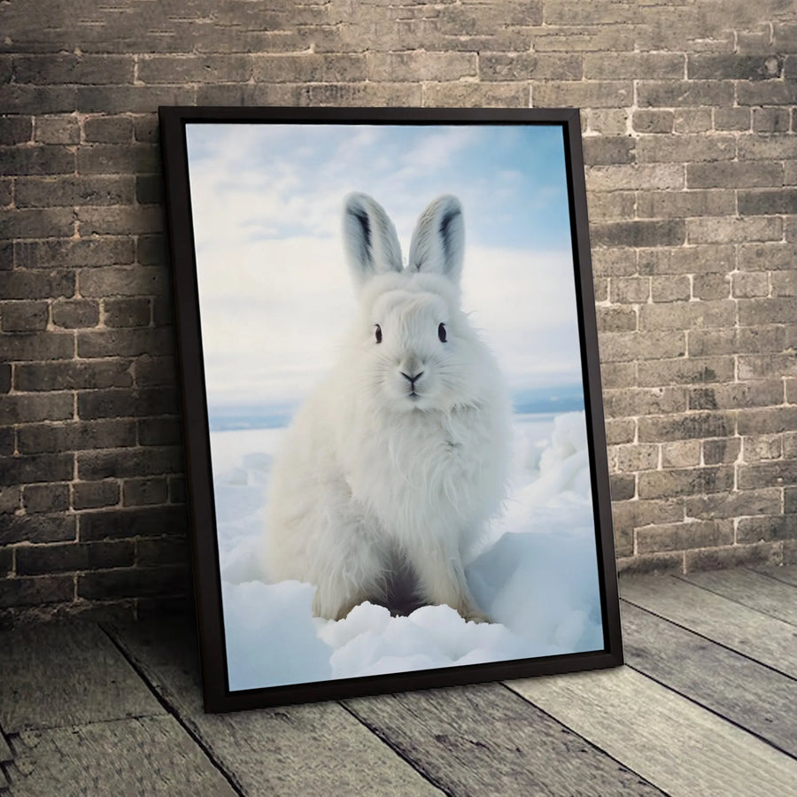 Arctic Hare Canvas Wall Art | Snowy Winter Animal Portrait | Gallery-Quality 1.25-Inch Profile | Minimalist Wildlife Home Decor Gift