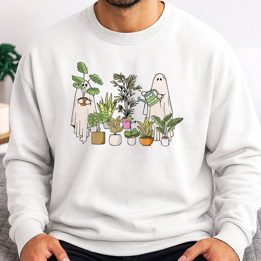 Ghost Plant Lover Sweatshirt | Cute Gardening Aesthetic Graphic | Premium Cotton Blend | Funny Halloween Gift for Gardeners