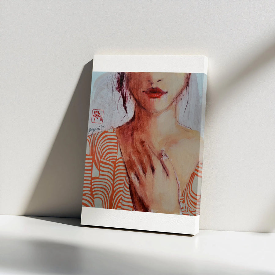 Modern Woman Portrait Canvas Art | Japanese Inspired Female Portrait | Gallery Quality Thick Canvas | Contemporary Living Room Decor Gift