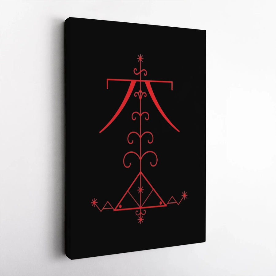 Ayizan Veve Canvas Art | Haitian Vodou Loa Sacred Symbol | Premium Gallery Wrap Wall Decor | Spiritual Home Office Altar Gift