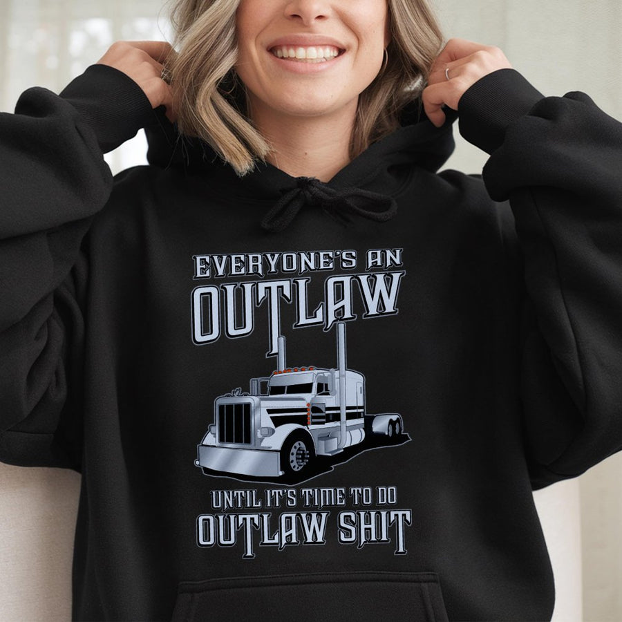 Outlaw Trucker Hoodie | Semi Truck Graphic Design | Premium Cotton Blend | Gift For Truck Driver Or Big Rig Enthusiast