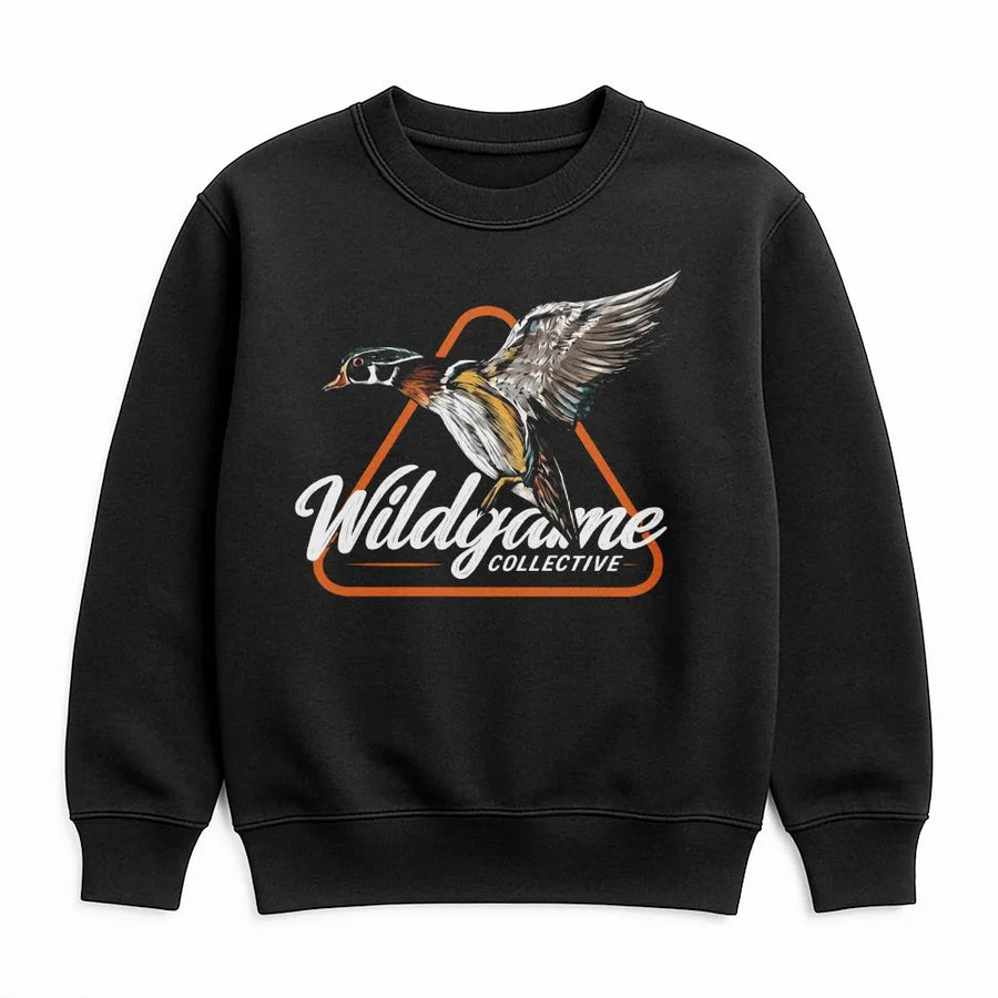 Wood Duck Sweatshirt | Realistic Flying Waterfowl Graphic | Soft Cotton Blend Crewneck | Gift for Hunter, Outdoorsman Apparel