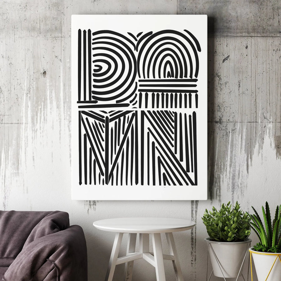 Abstract Geometric Vertical Canvas | Bold Black and White Line Art Print | Premium 1.25" Thick Gallery Wrap | Modern Home Decor Gift for Minimalist Living Room