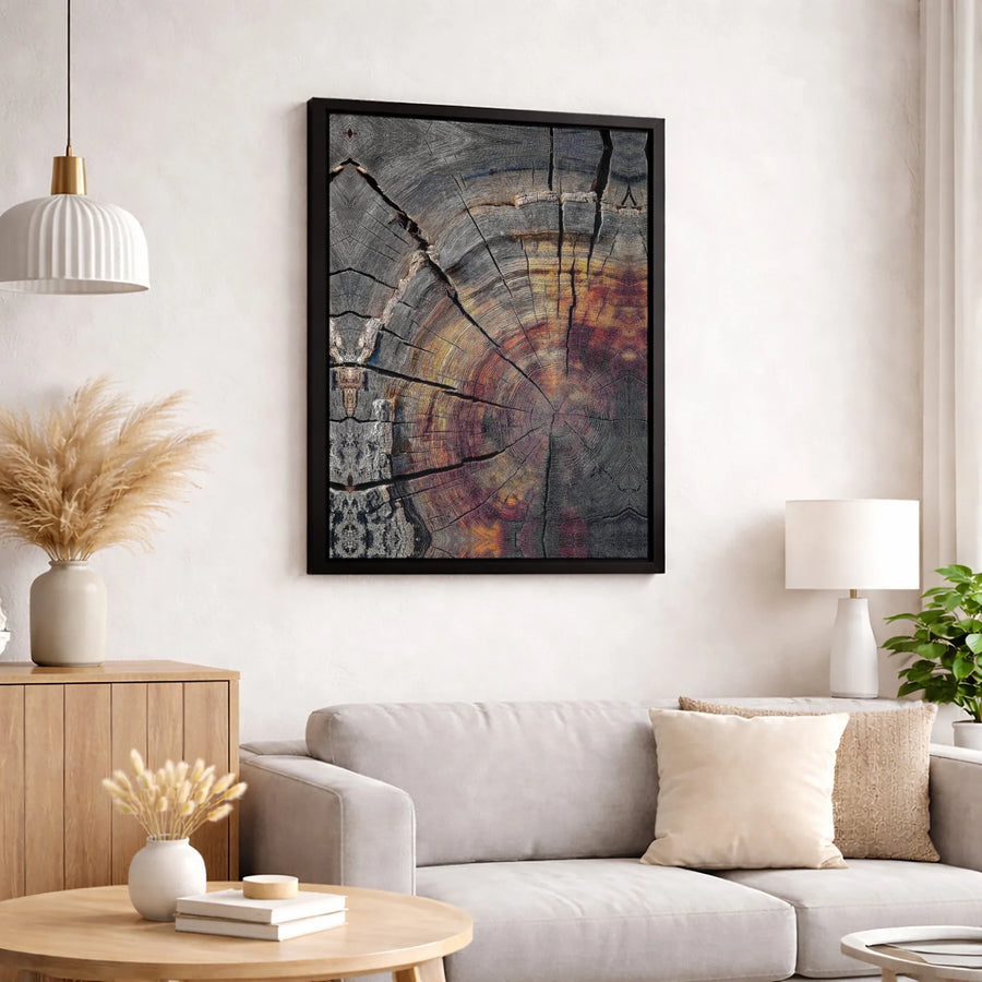 Abstract Tree Ring Canvas Print | Rustic Wood Grain Texture Wall Art | 1.25-Inch Premium Gallery Profile | Modern Home & Office Decor Gift