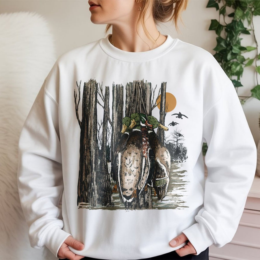 Mallard Duck Hunting Sweatshirt | Retro Wetland Waterfowl Design | Premium Cotton Blend | Gift For Hunters And Outdoorsmen