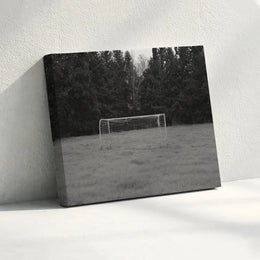 Minimalist Soccer Field Canvas | Black & White Photography Wall Art | Premium Gallery Wrapped Canvas | Sports Decor Gift for Coach