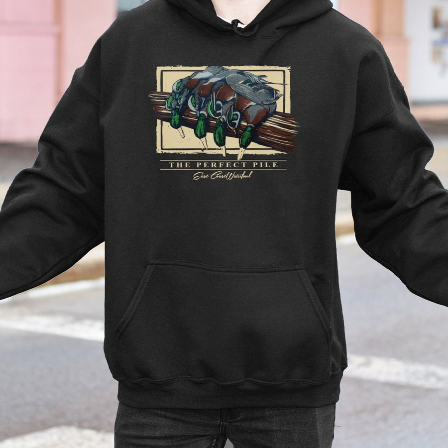 Mallard Duck Hunting Hoodie | The Perfect Pile Vintage Graphic Print | Premium Cotton Blend | Gift for Waterfowl Hunters