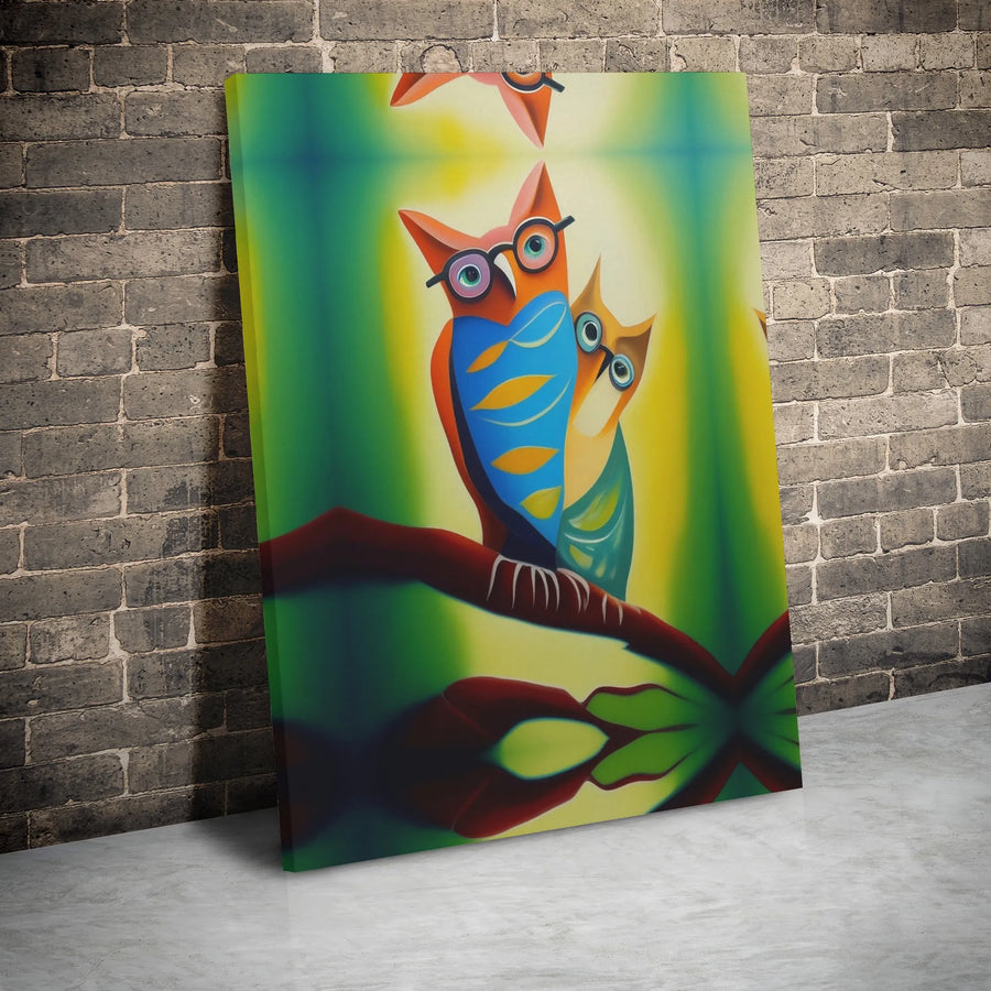 Colorful Owl Canvas Art | Abstract Whimsical Bird Wall Decor | Gallery Wrapped Premium Print | Modern Animal Gift for Owl Lovers