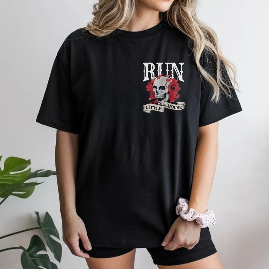 Run Little Mouse T-Shirt | Dark Romance Book Aesthetic Design | Premium Soft Cotton Tee | Romantic Thriller Novel Reader Gift