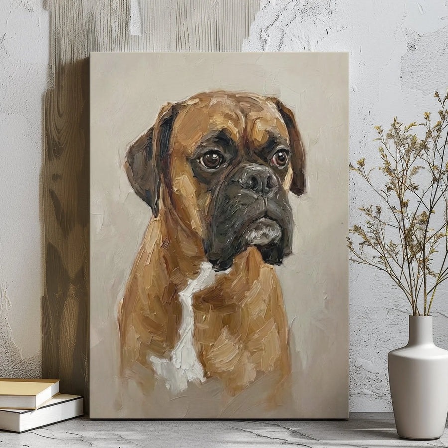 Boxer Dog Wall Art | Impressionist Oil Painting Print | Gallery Wrapped 1.25 Inch Canvas | Premium Pet Lover Gift & Home Decor
