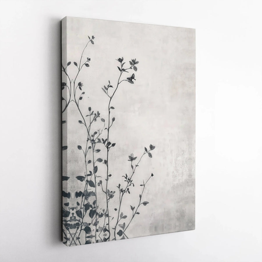 Minimalist Wildflower Canvas Print | Delicate Botanical Line Art | Premium Gallery Wrap Canvas | Modern Farmhouse Wall Decor Gift