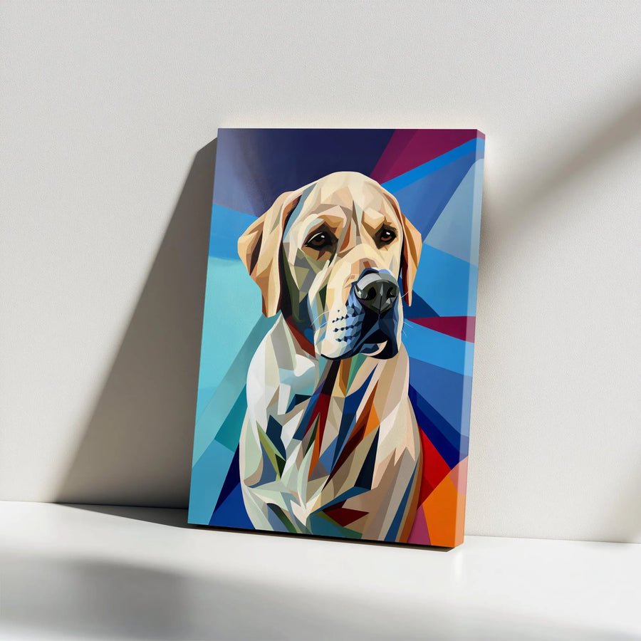Labrador Retriever Canvas Wall Art | Geometric Dog Portrait | Premium 1.25" Gallery Wrap | Modern Home Office Decor Gift for Dog Lovers