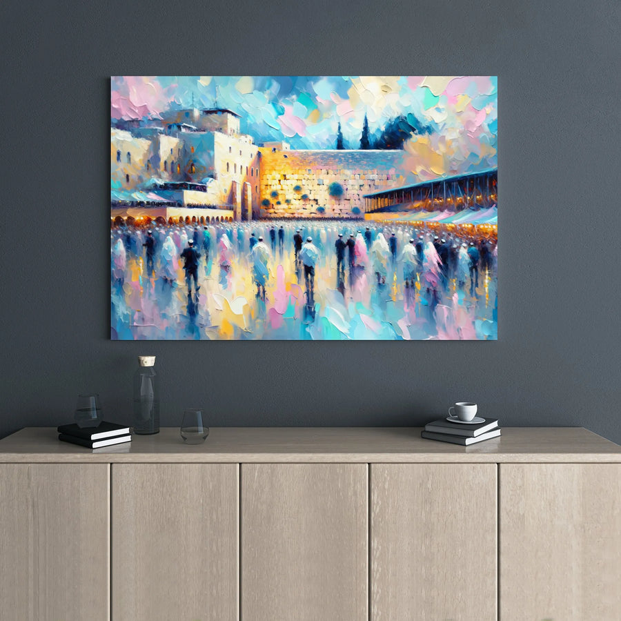 Western Wall Jerusalem Canvas Print | Colorful Impressionist Holy Land Art | Premium Gallery-Wrapped Wall Decor | Meaningful Gift For Jewish Home