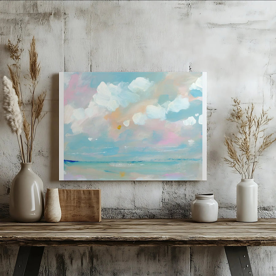 Abstract Seascape Canvas Print | Textured Brushstroke Ocean Art | Premium Gallery Wrapped Canvas | Modern Coastal Home Decor Gift