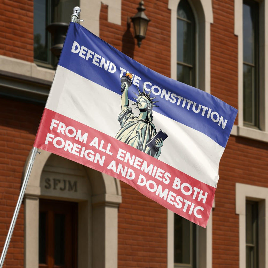 Defend The Constitution House Flag | Statue Of Liberty Patriotic Garden Decor | Premium Fade-Resistant Polyester | Outdoor Americana Gift
