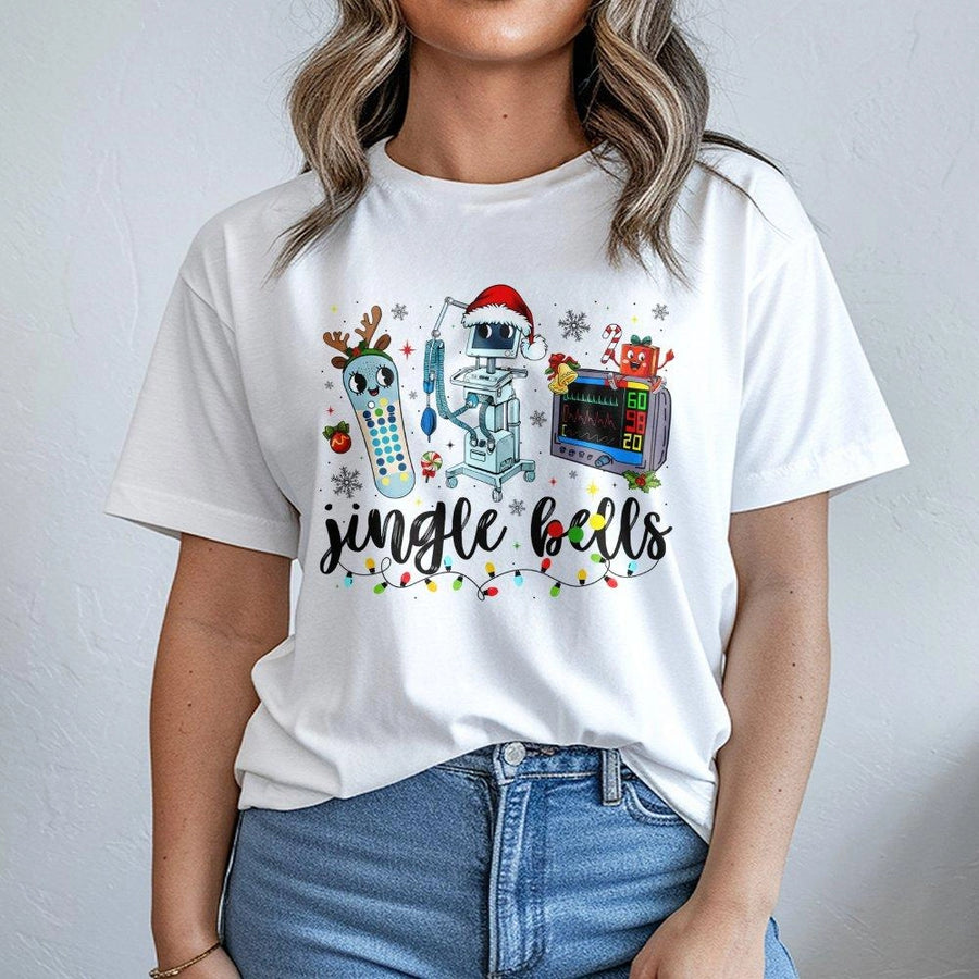 Christmas Nurse T-Shirt | Medical Holiday Monitor Design | Premium 100% Cotton Tee | Nursing Student RN Gift For Her