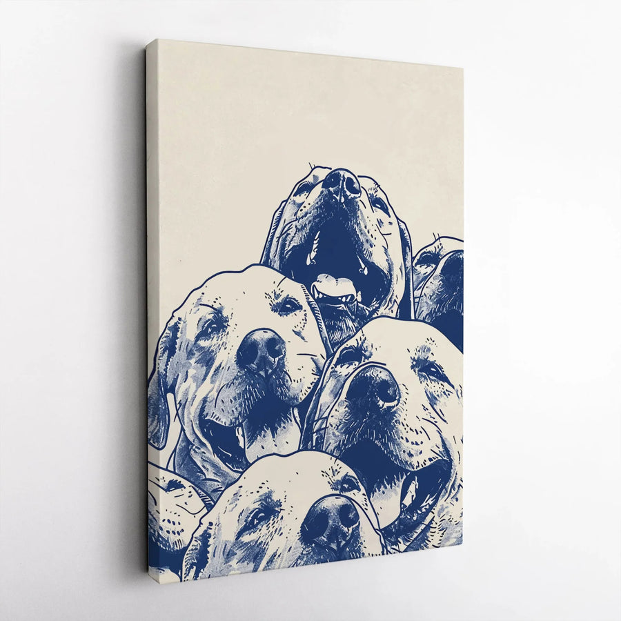 Happy Dogs Canvas Wall Art | Modern Minimalist Pet Sketch | Premium 1.25" Thick Gallery Wrap | Gift for Dog Lover, Vet Office Decor