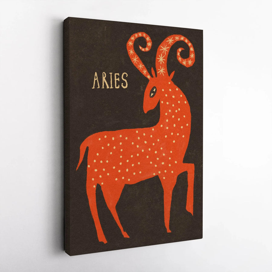 Aries Zodiac Wall Art | Mid-Century Modern Ram Print | Premium Gallery Wrapped Canvas | Astrology Gift for Horoscope Lovers