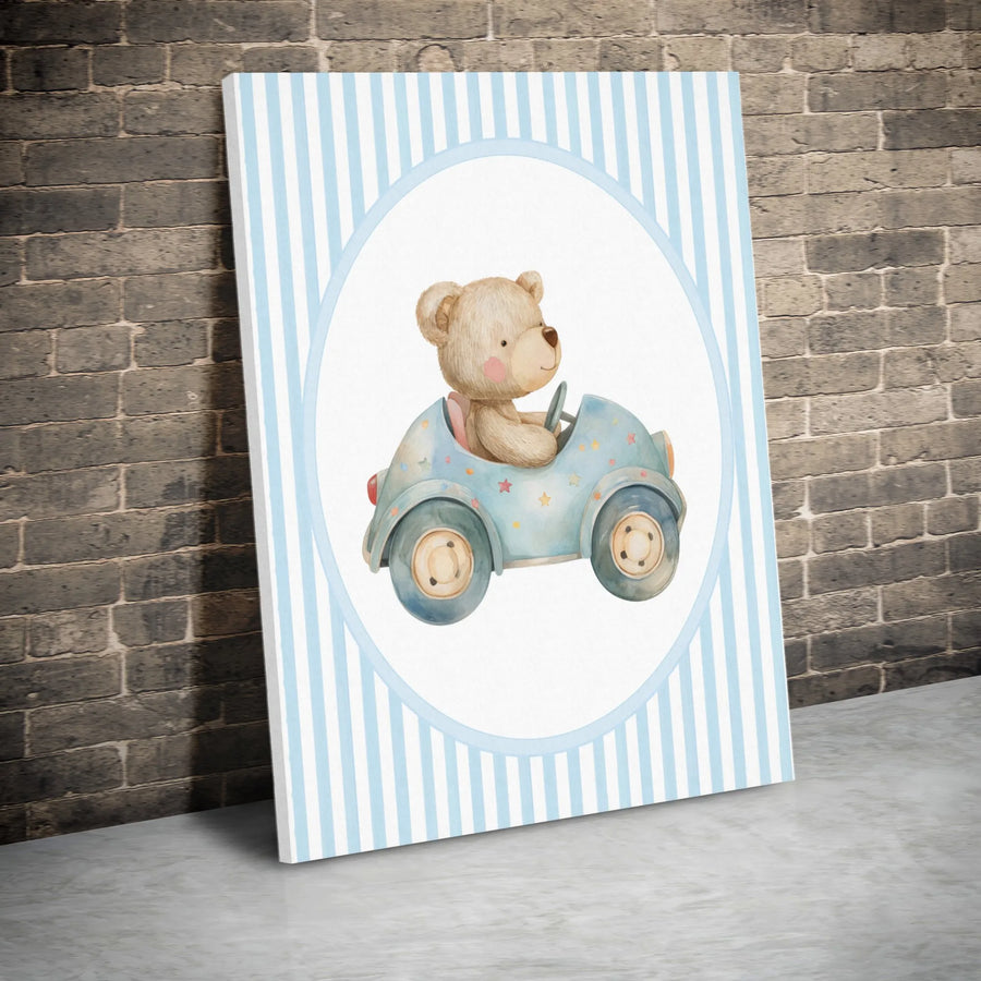 Watercolor Teddy Bear Wall Art | Baby Boy Nursery Decor Print | Premium 1.25" Thick Canvas | Perfect Baby Shower Gift Idea
