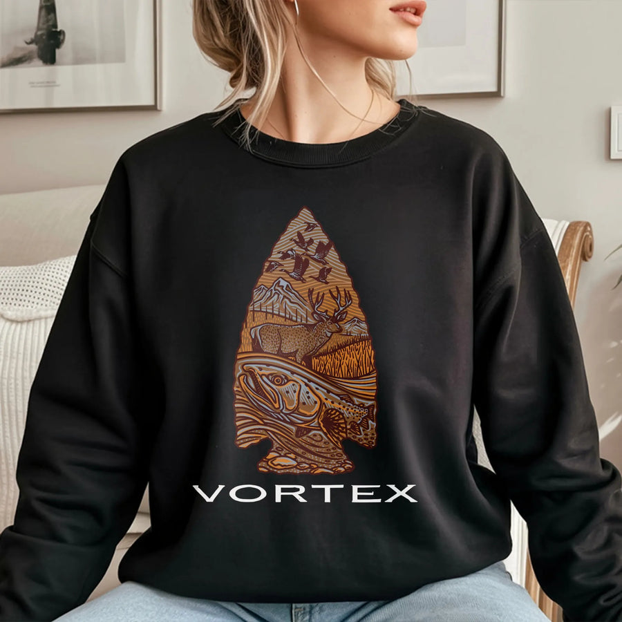 Wildlife Arrowhead Sweatshirt | Hunting Nature Graphic Design | Premium Cotton Blend | Gift for Outdoorsman Hunter Fisherman