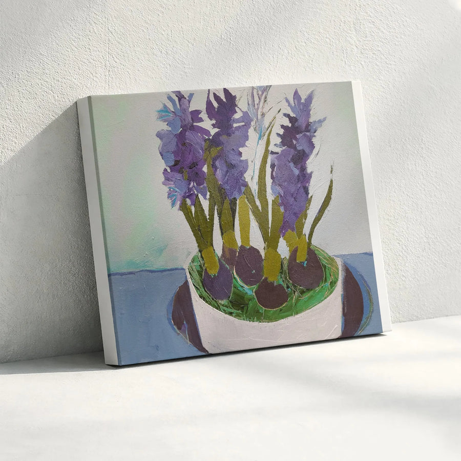 Blue Hyacinth Canvas Wall Art | Impressionist Flower Painting Print | Thick Gallery Wrap Canvas | Spring Botanical Art Gift