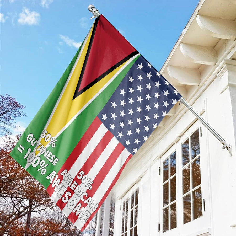 Guyanese American Flag | 50% Guyanese 50% American 100% Awesome Design | Premium UV-Resistant Polyester | Heritage Gift for Proud Guyanese Americans