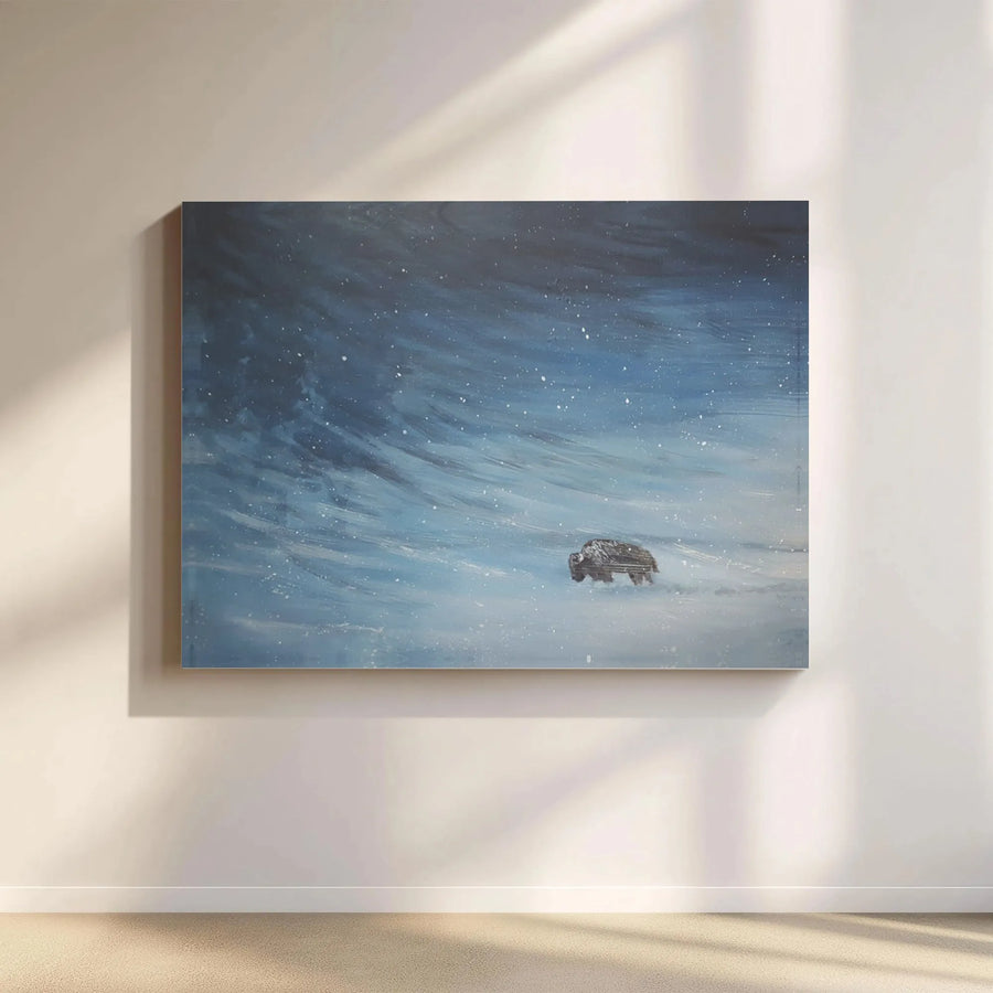 Bison in a Snowstorm Canvas Print | Winter Landscape Wall Art | Gallery-Wrapped Premium Canvas | Rustic Home Decor for Living Room