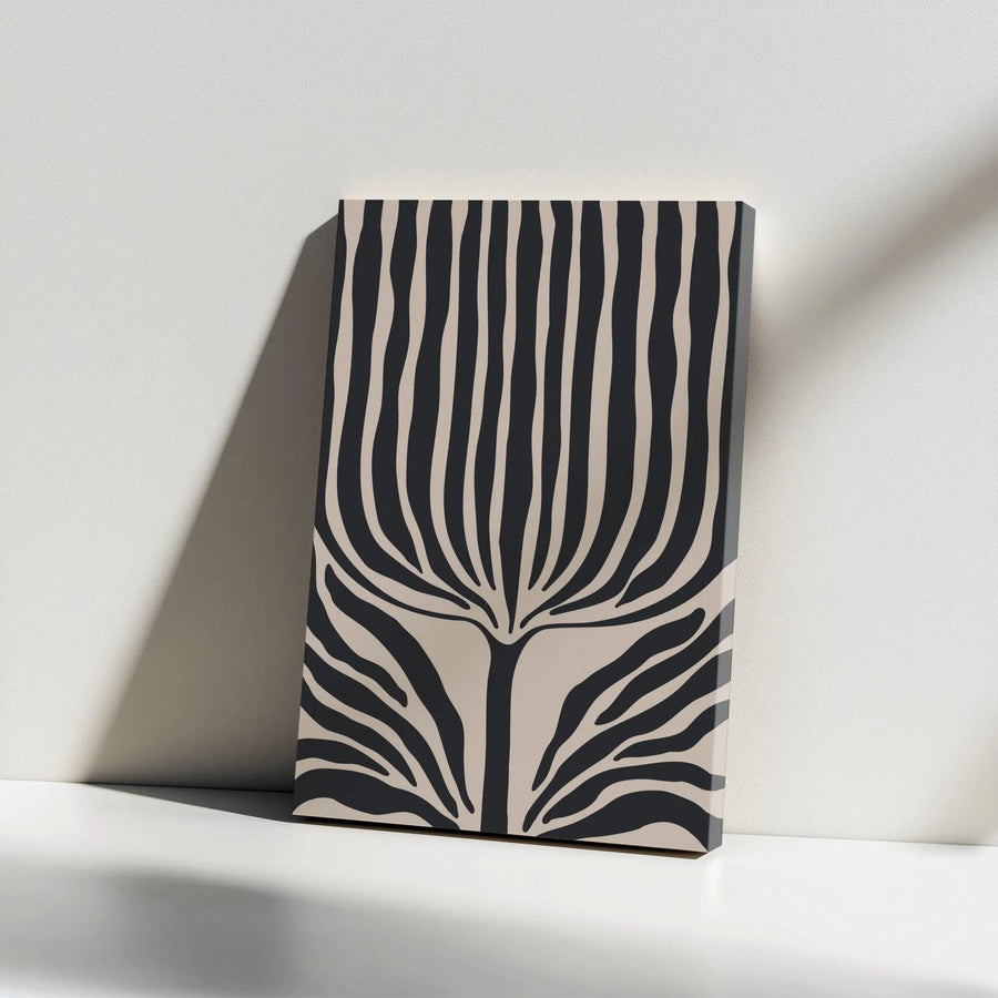 Abstract Zebra Stripe Canvas Print | Modern Minimalist Black and Beige Line Art | Premium Thick Gallery Wrap | Contemporary Living Room Decor Gift