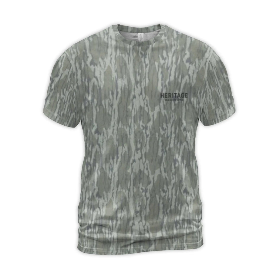 Heritage Waterfowl Camouflage T-Shirt | Duck Hunting All-Over Print | Premium Polyester Spandex | Gift for Outdoorsmen and Hunters