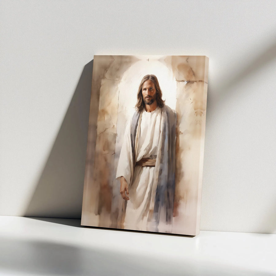 Jesus Christ Canvas Wall Art | Watercolor Portrait of Jesus | Premium Gallery-Style Canvas | Christian Home Decor Spiritual Gift