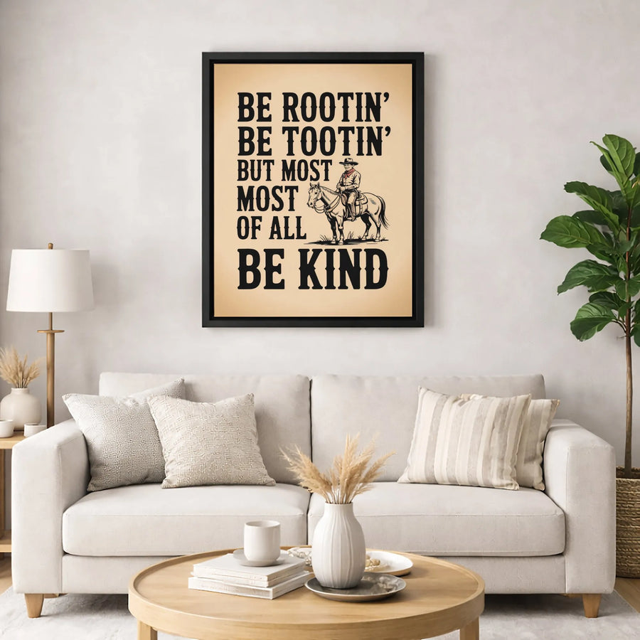 Be Rootin' Be Tootin' Be Kind Canvas Art | Western Cowboy Wall Decor | Gallery-Quality Premium Canvas | Rustic Farmhouse Gift for Country Lovers