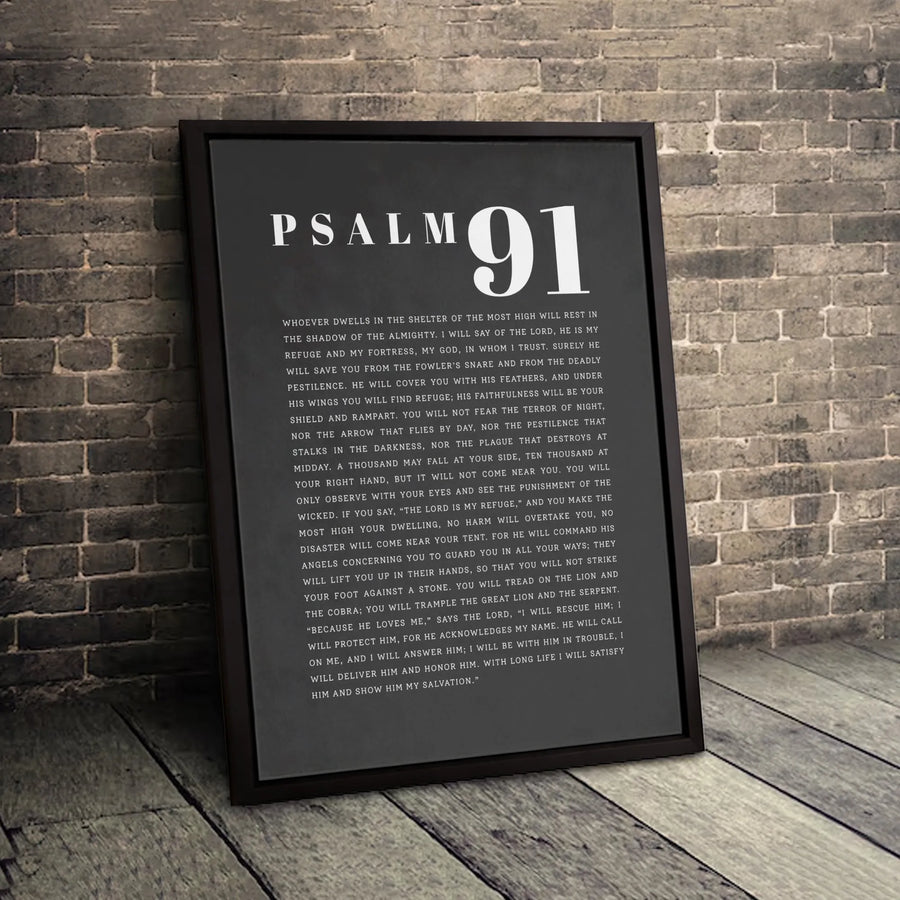 Psalm 91 Wall Art | Scripture Bible Verse Print | Premium Gallery Wrapped Canvas | Religious Christian Home Decor Gift