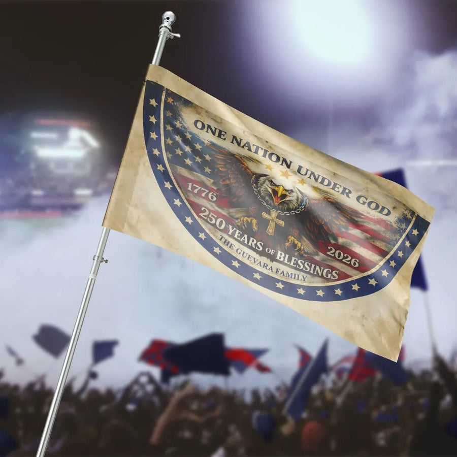 Patriotic Eagle House Flag | One Nation Under God 250th Anniversary Design | Weather Resistant Polyester | Christian Yard & Porch Decor Gift