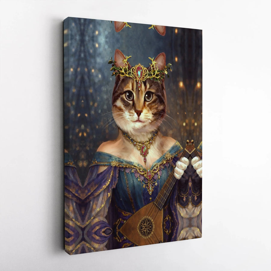 Queen Cat Canvas Print | Whimsical Renaissance Pet Portrait Art | Premium Thick Gallery Wrapped Canvas | Collector's Gift for Cat Lovers