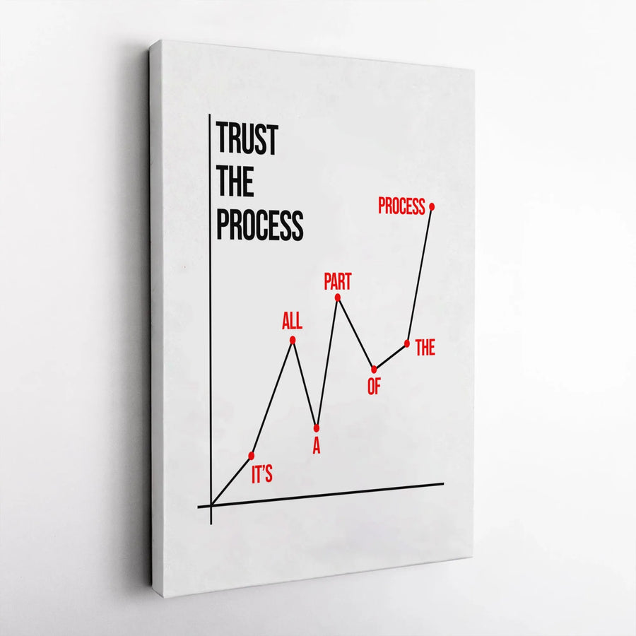 Trust The Process Canvas Wall Art | Motivational Line Graph Poster | Premium Gallery-Wrapped Print | Minimalist Office Decor Gift